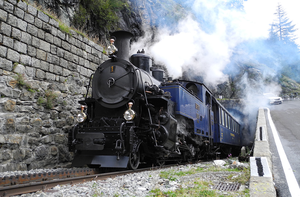 Originalfoto einer HG 3/4 - Zahnraddampflok der DFB Dampfbahn Furka-Bergstrecke Nr. 1 - Neuheit 2017 von KISS-Modellbahnen 