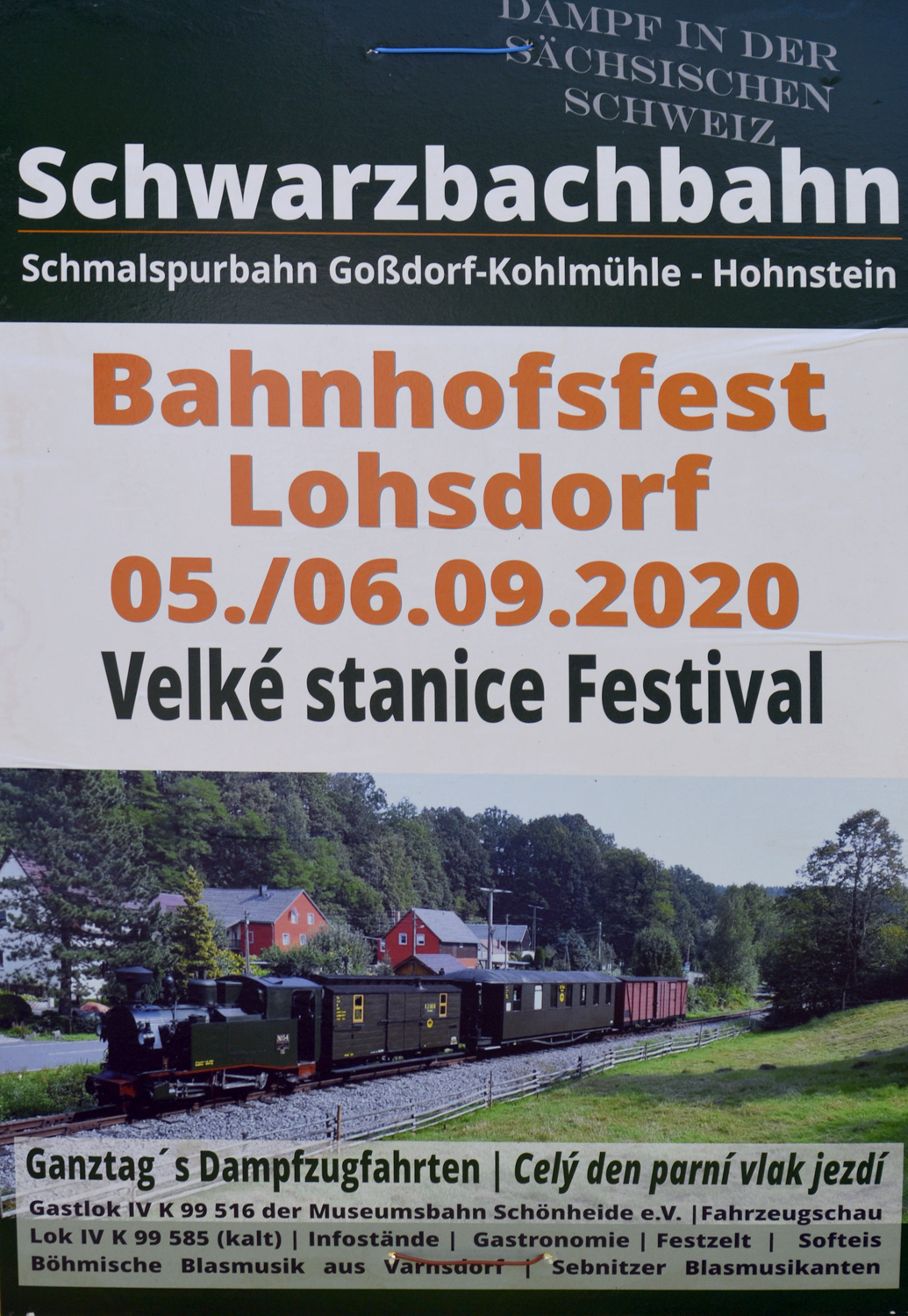 Werbeplakat fr das 10 Bahnhofsfest in Lohsdorf am 05. und 06.09.2020