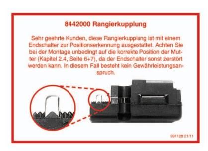 Warnhinweis zur Rangierkupplung - 8442000 von Massoth