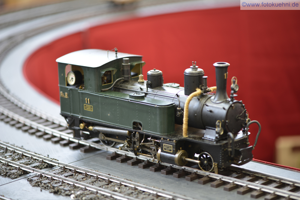 RhB Mogul Dampflokomotive als Echtdampfmodell der Firma Regner - Nr. 11 - Dampfreserve Landquart. 