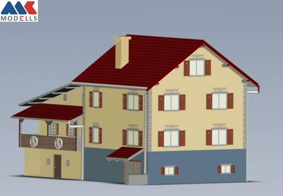 MK Modells GmbH aus der Schweiz bietet ab sofort Serien-Gebude fr die Spur IIm an. Die Gebude werden im Massstab 1 : 22.5 produziert und sind absolut wetterfest. Als erstes Haus wird das Haus "Surava" angeboten. Dieses Haus wird aus PU-Harz-Guss-Teilen fertig montiert und lackiert - 100% wetterfest und UVbestndig - geliefert. 