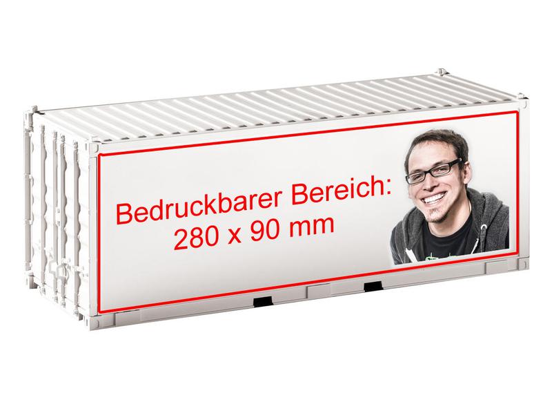 PIKO Bestellnummer: 36302IB, Container, wei, Abmessungen des Modells: 300x103x100mm, Tren zum ffnen, befllbar (Innenma 29x9x9 cm) Flachwagen 37707 ist dafr geeignet. 