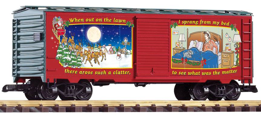 PIKO 38905 - Christmas Car 2021 - "When out on the lawn there arose such a clatter I sprang from my bed to see what was the matter" - auf deutsch: " Als es drauen auf dem Rasen so klapperte, sprang ich von meinem Bett, um zu sehen, was los war" 
