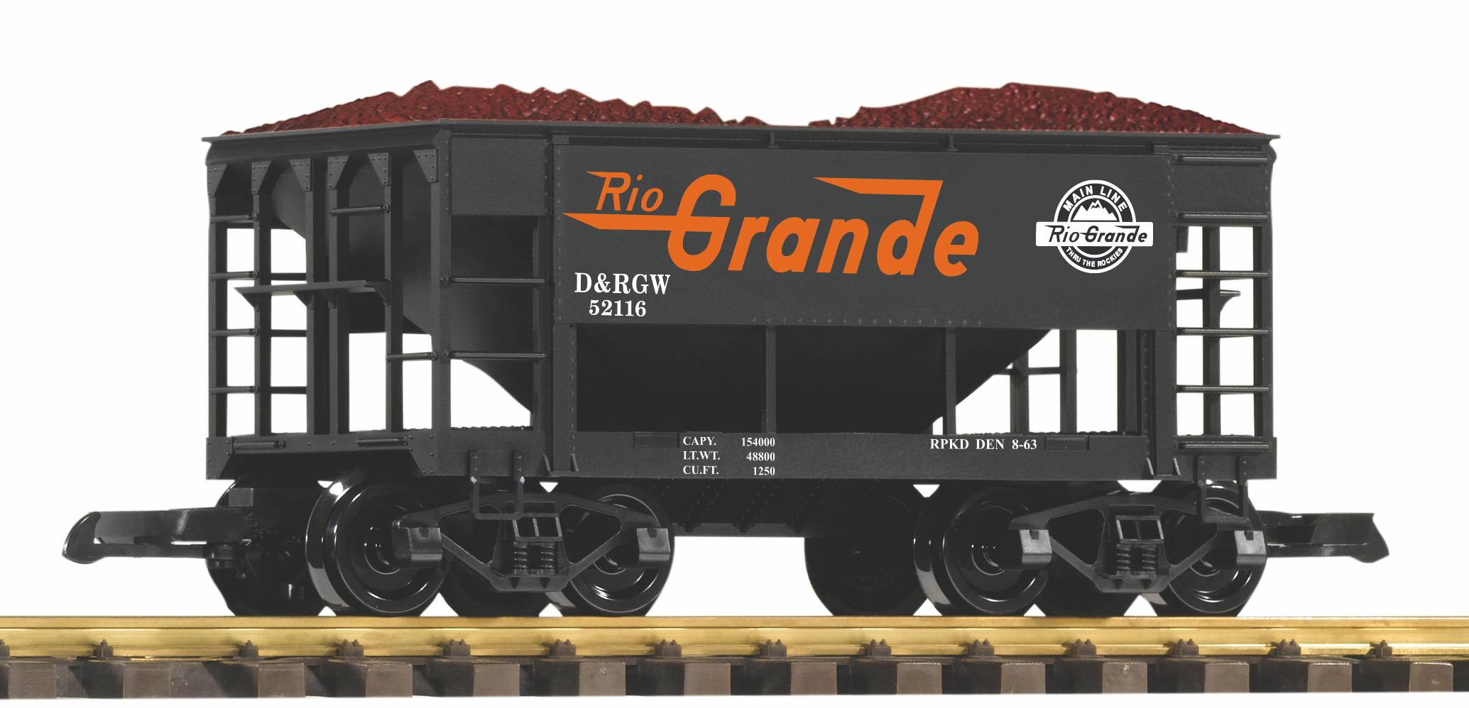 PIKO Art. Nr. 38912 -Druckvariante des Schttgutwagens (Ore Car) im Design der US Bahngesellschaft Rio Grande, D&RGW 52116, mit Erzladung.  