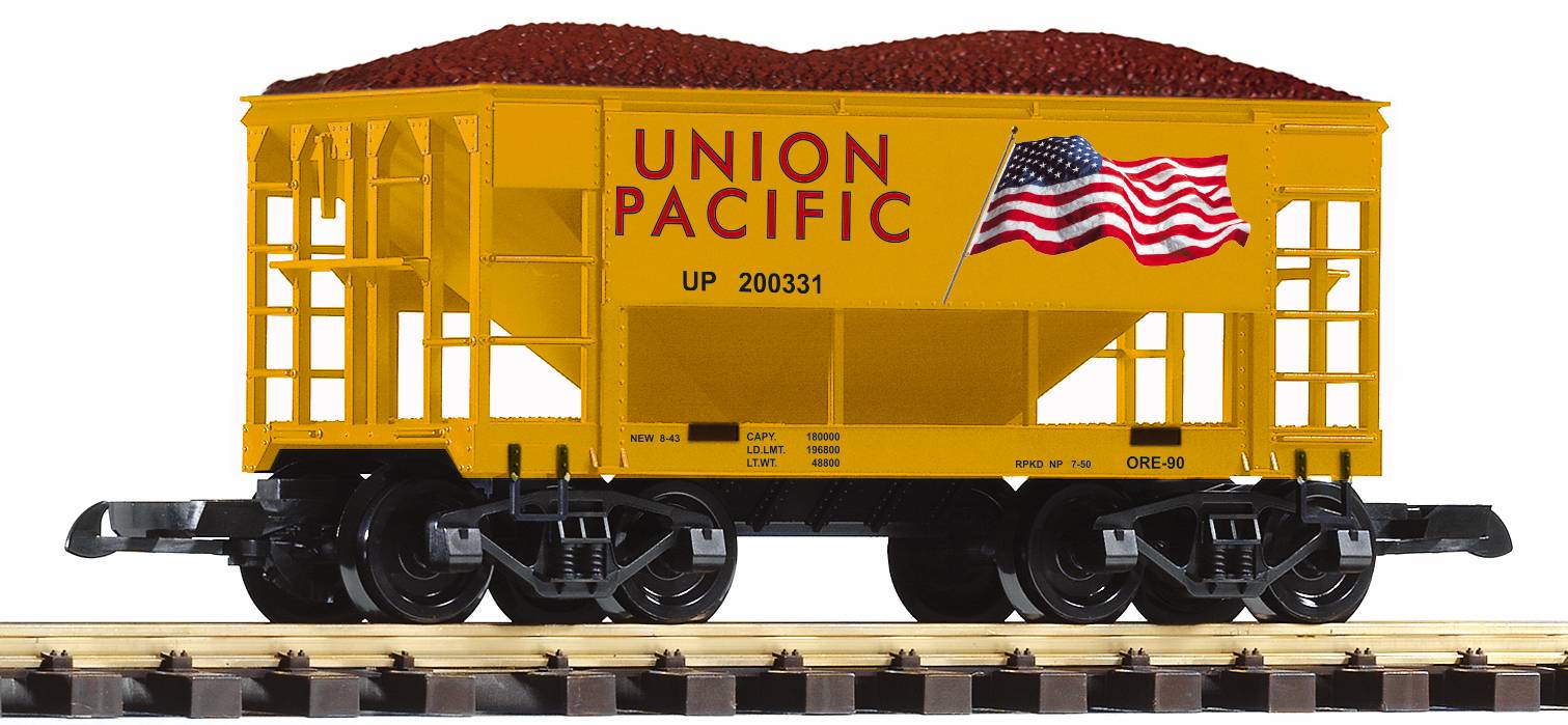 PIKO Art. Nr. 38914 - Druckvariante des Schttgutwagens im Design der US Bahngesellschaft Union Pacific, UP Nr. 200331, mit Erzladung. Ore Car