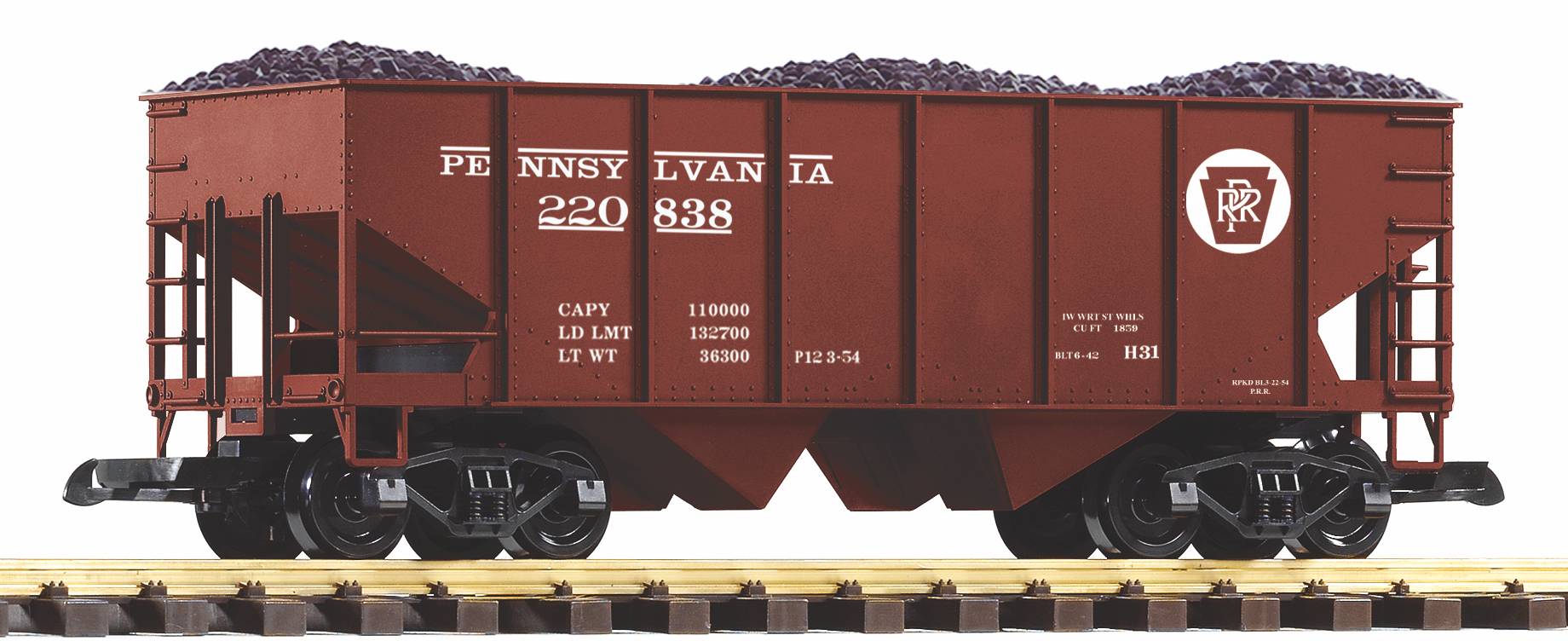 PIKO Art. Nr. 38916 - Druckvariante des Schttgutwagens im Design der US Bahngesellschaft Pennsylvania Rail Road, PRR Nr. 220838, mit Kohleladung