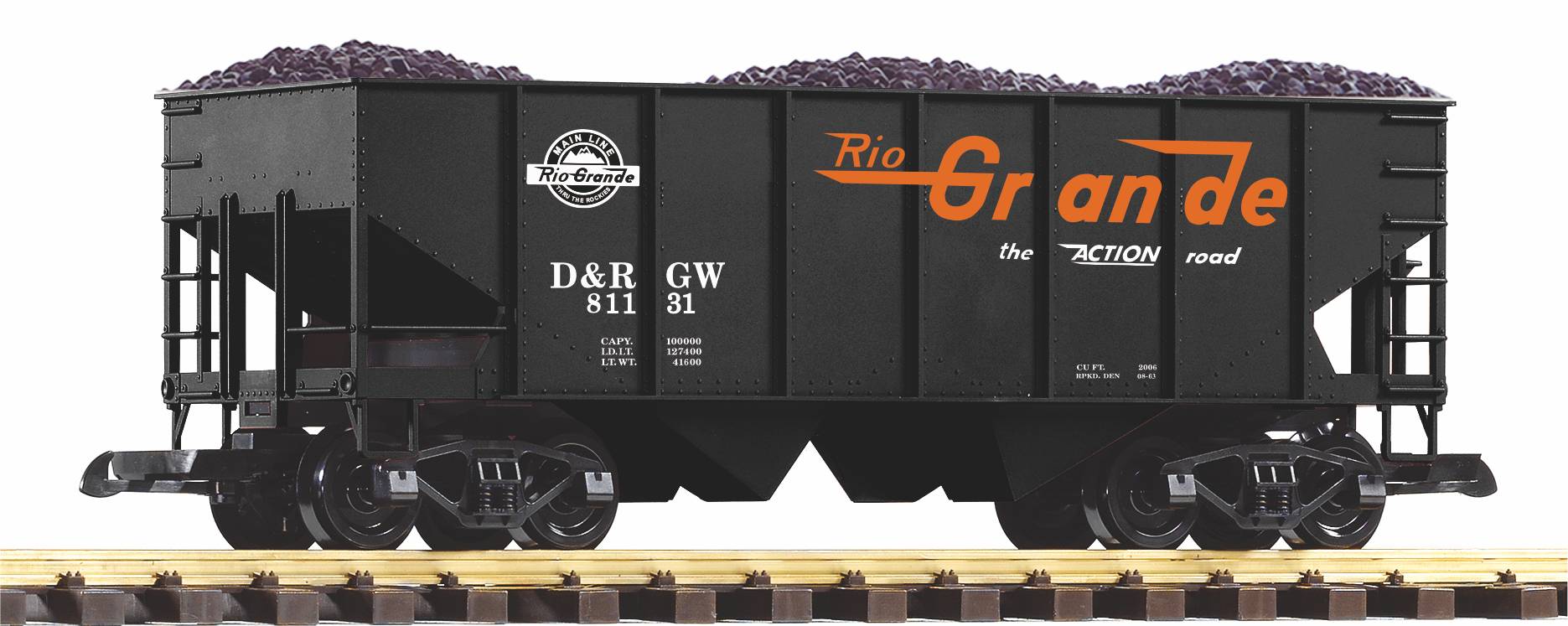 PIKO Art. Nr. 38917 - Druckvariante des Schttgutwagens im Design der US Bahngesellschaft Denver & Rio Grande Western, D&RGW Nr. 81131,  mit Kohleladung