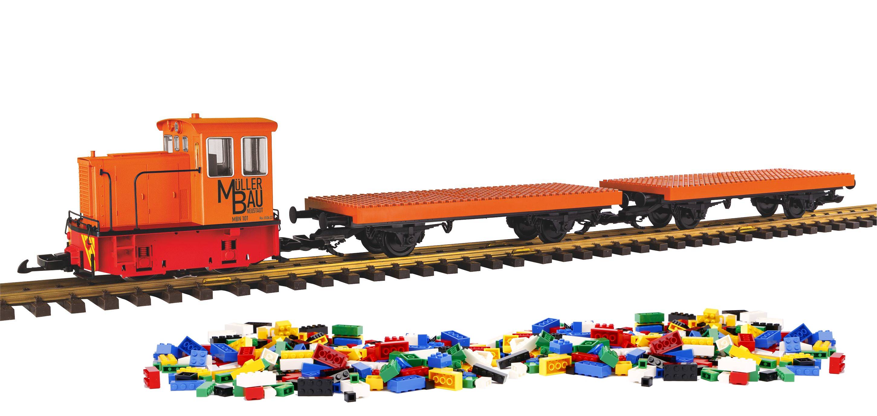 PIKO SET Klemmbausteinwagen - Lok und zwei Wagen