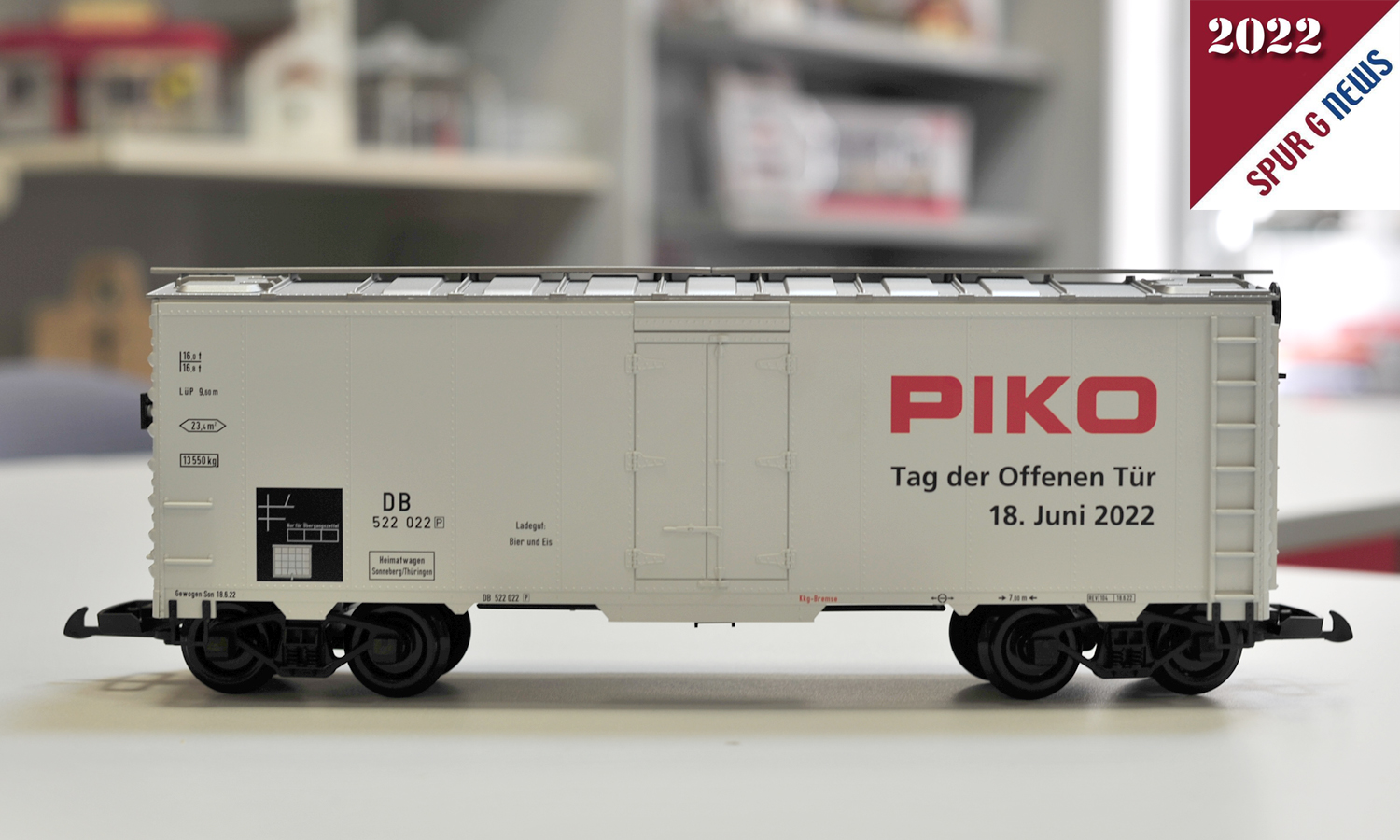 So sieht der Wagen zum Tag Offenen Tr bei PIKO 2022 aus. 