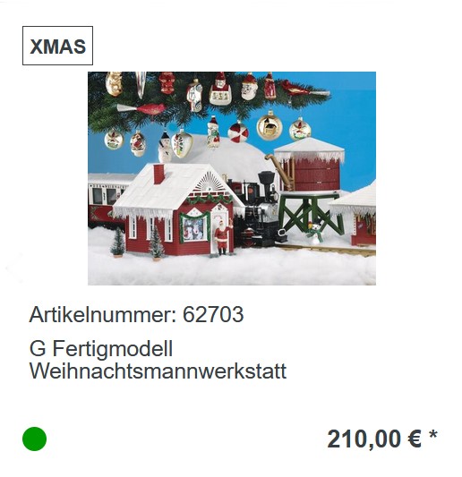 Zubehr zum Weihnachtszug: G Fertigmodell - Weihnachtsmannwerkstatt - Art. Nr. 62703