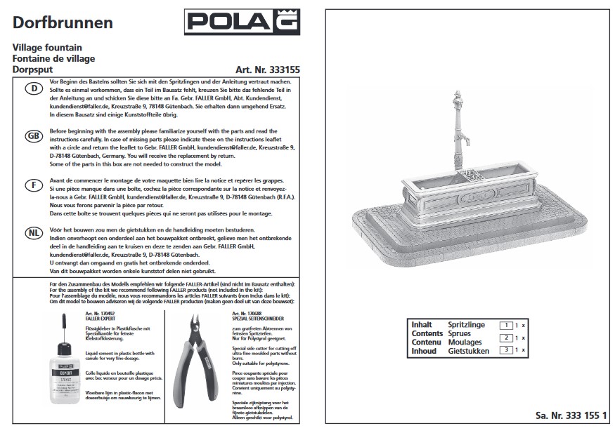 Anleitung pdf fr Pola G Artikel Nr. 333155 - Dorfbrunnen