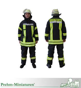 4 verschiedenen Feuerwehrmnner als Neuheit 2018 mit schwarzer Uniform - Art. Nr. 500306 - 500307 - 500308 - 500309 - Metallfigur. 