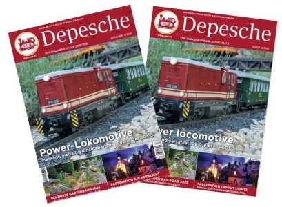LGB Depesche 4/2025 - POWER-Lokomotive - die 199 018 der SOEG - Die 10 schnsten Gartenbahnen ab Seite 12. - Portrait: neues Clubdomizil - Club der LGB Freunde / Rhein Sieg.  