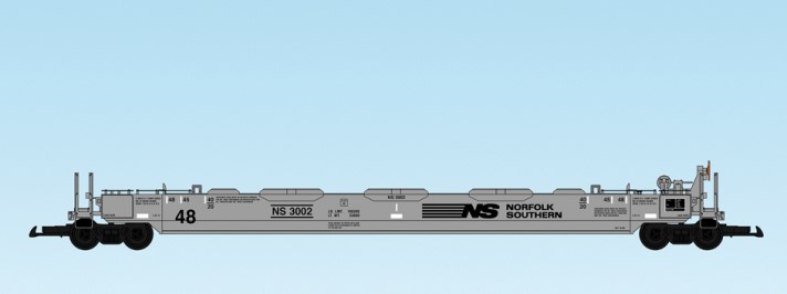 USA Trains : Art. Nr. 17117- Intermodal Containerwagen - ohne Container - Norfolk Southern, 48 Fu Containerwagen, grau 