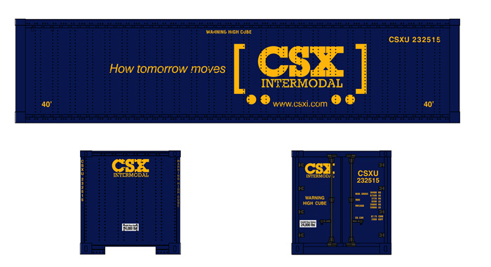 USA Trains : Art. Nr. R1712b - SX Intermodal - CSXU 232515 - 40 Fu Container