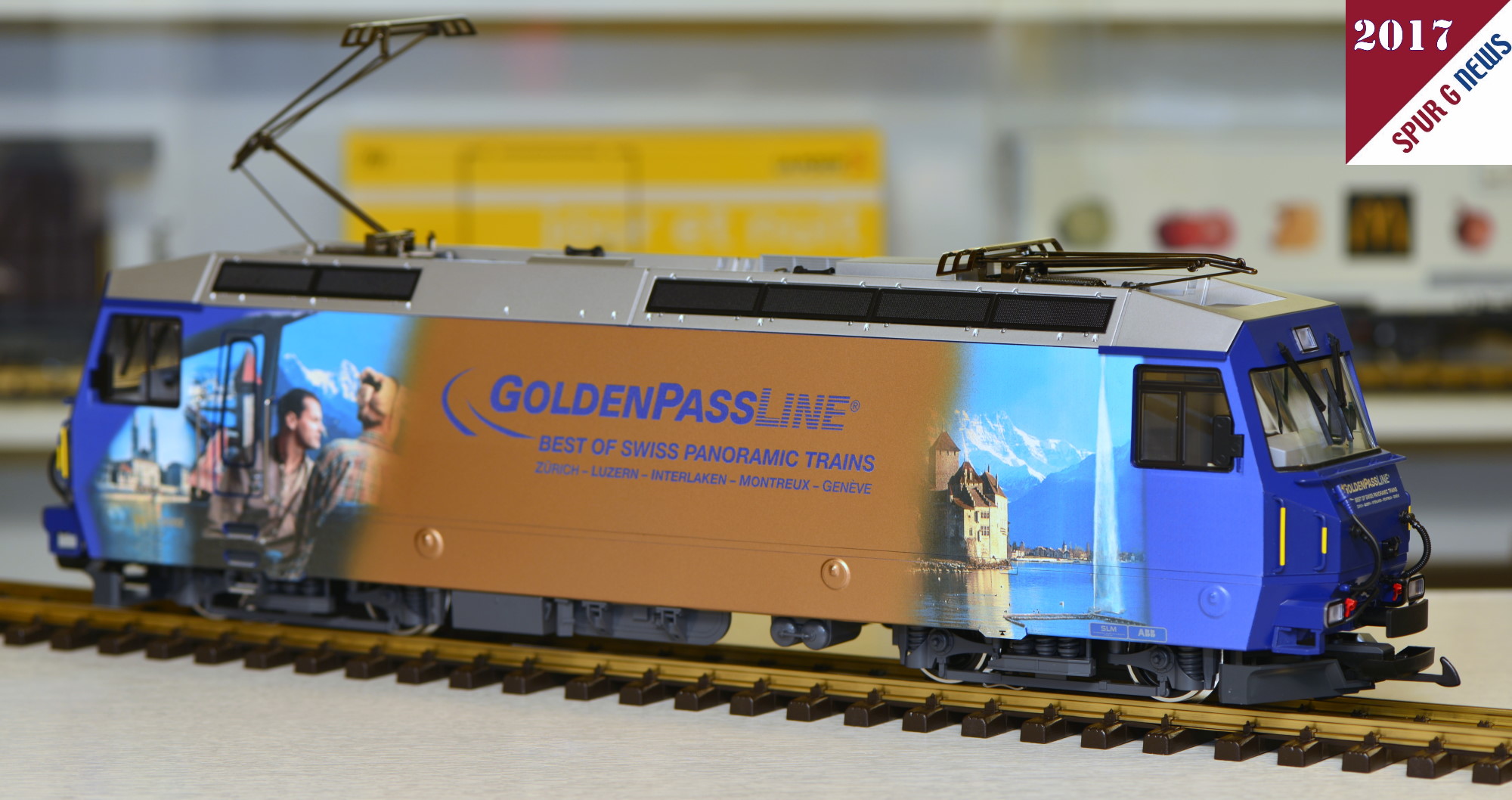 Grundlage fr die mit Digitaldruck- oder Folienbeklebung versehenen Loks/Wagen sind LGB Modelle  aus dem laufenden Programm. Wir vom G Spur G Magazin hatten ja in der letzten Ausgabe schon ber den Golden Pass Zug berichtet. Ob die Inneneinrichtung oder die Holzinnenfenster im Zubehrhandel fr die perfekte Innenausstattung erstellt wird, ist noch eine Kostenfrage