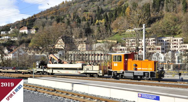 Bild vom 16.09.2019 - Der RhB Traktor Tmf 2/2 Nr. 88 der RhB. Gbe auch ein gutes Modell fr die Gartenbahn ab. 