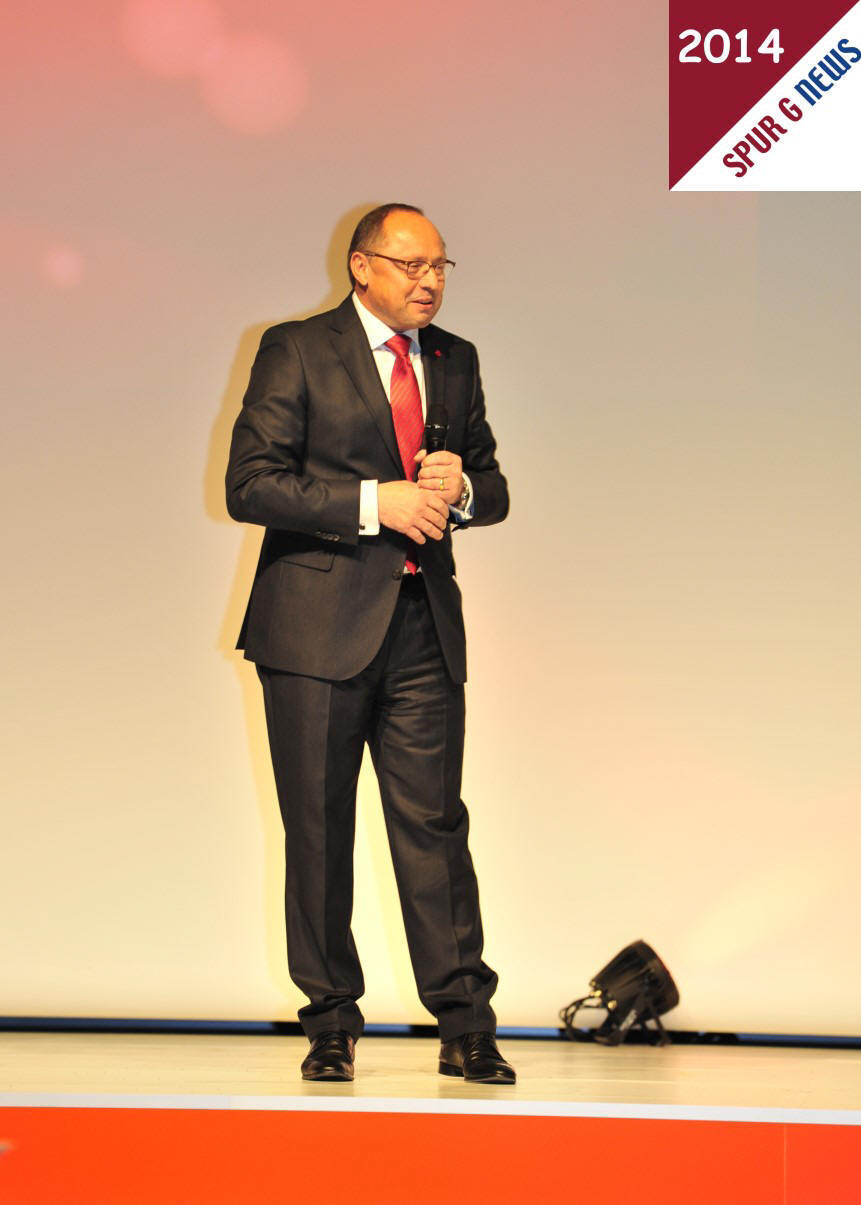  Herr Ernst Kick, Vorstandsvorsitzender der Spielwarenmesse e.G. in Nürnberg bei seiner Abschlussrede auf der Eröffnungsfeier der internationalen Spielwarenmesse 2014 in Nürnberg. 