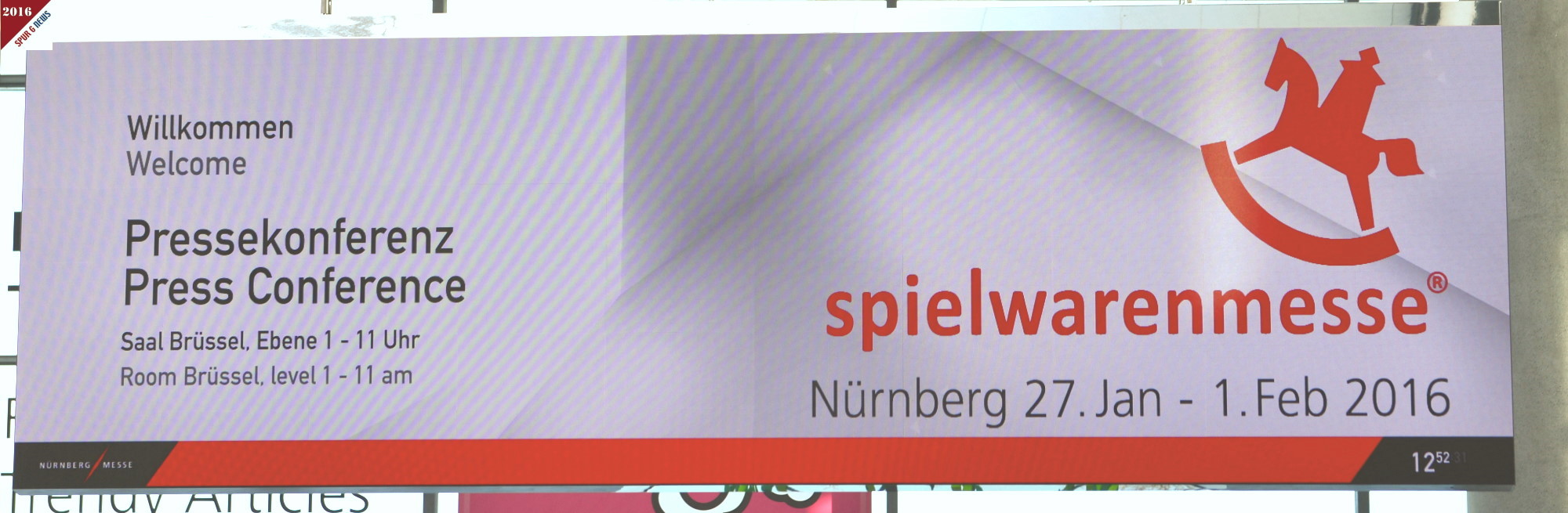 Willkommen zur Pressekonferenz im Saal Brssel am 21. Januar 2016 der Spielwarenmesse in Nrnberg. 