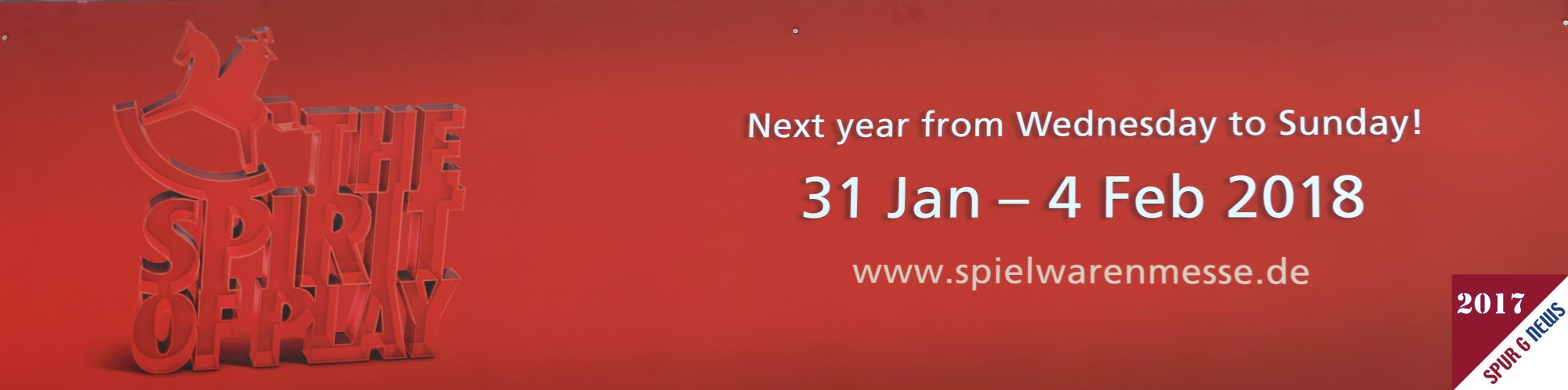 Im Jahr 2018 - also zur 69. internationalen Spielwarenmesse in Nrnberg haben die Besucher und Aussteller einen Tag weniger Zeit als die Vorjahre. Die Messe geht dann von Mittwoch, 31. Januar 2018 bis einschlielich Sonntag, den 04. Februar 2018. 