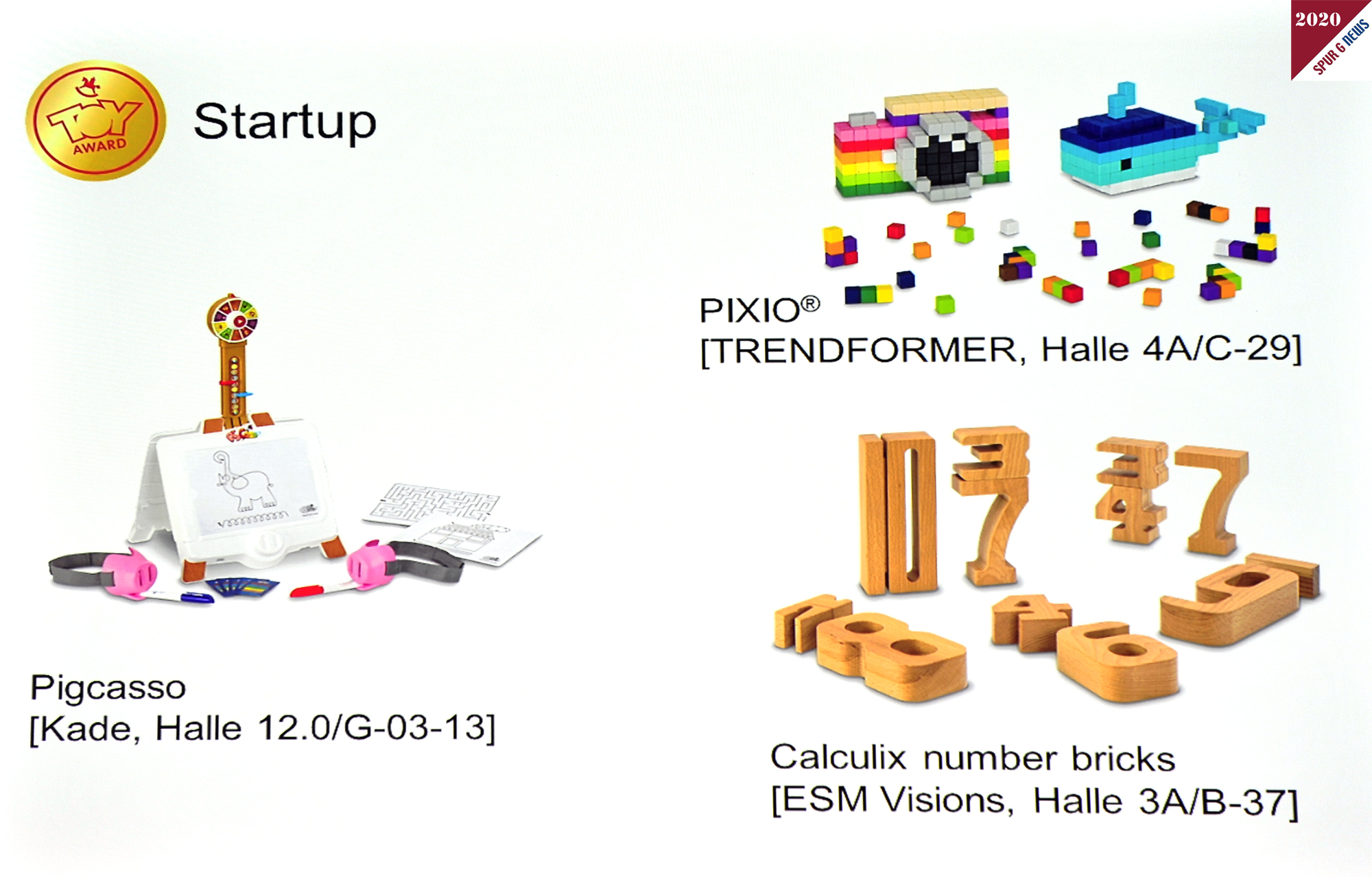 Toy Award 2020, Startup - Pigcasso, PIXIO, Calculix number bricks