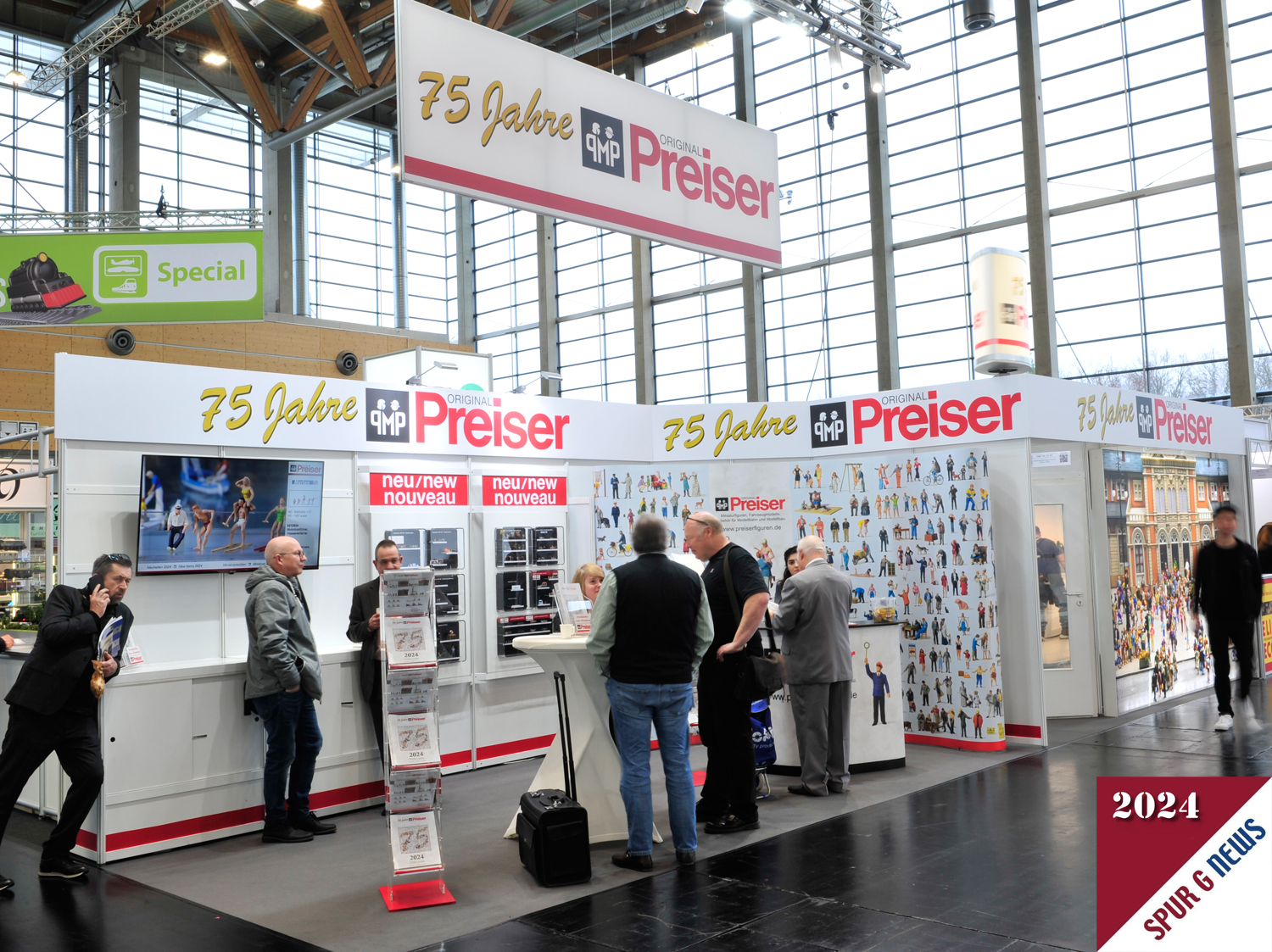 Herzlichen Glckwunsch zu 75 Jahre Preiser - Figuren. Hier der Stand auf der Spielwarenmesse 2024.