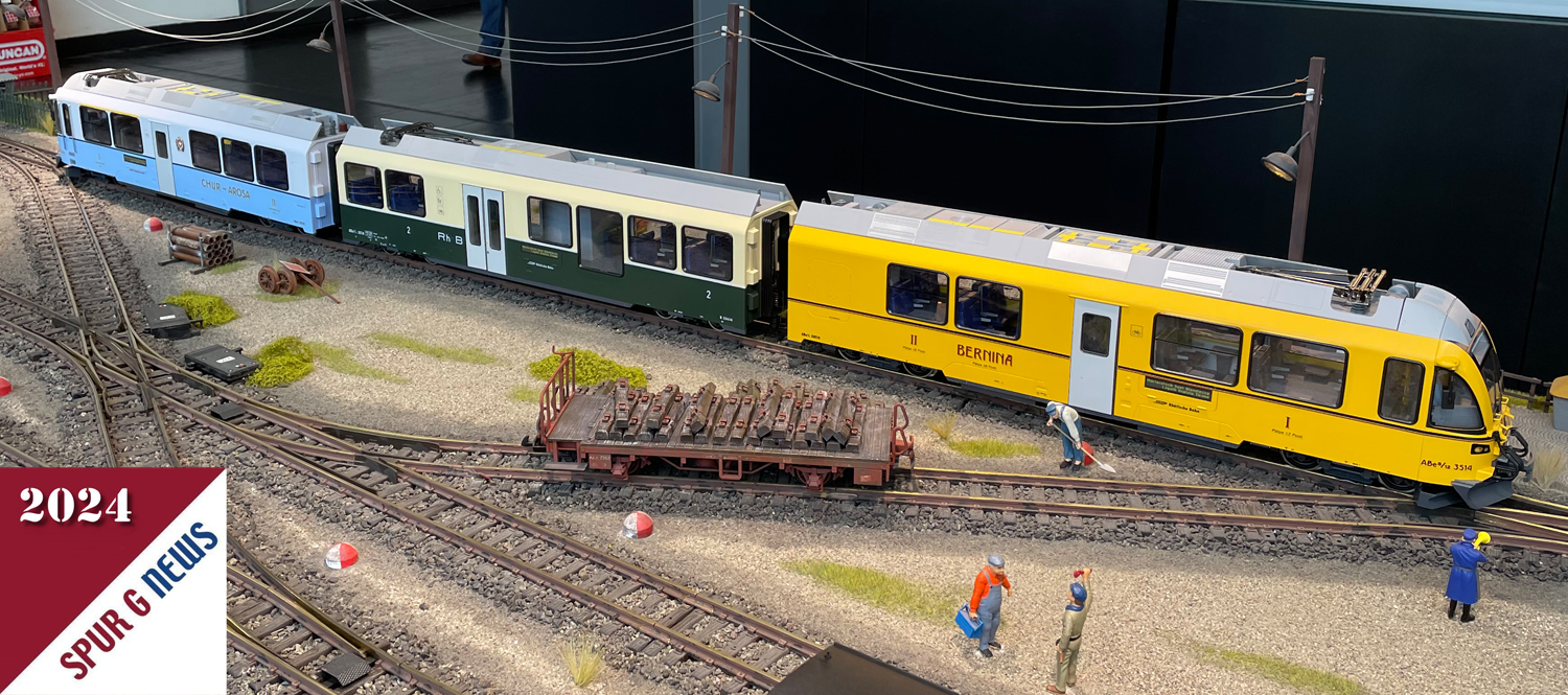 Und dann stand, pltzlich, eine weitere Neuheit auf der LGB Anlage. Wenn auch hier auf der Messeanlage Jhstadt eigentlich kein Elektrozug fhrt wurde er mangels Ausstellungsflche im Original gezeigt. 