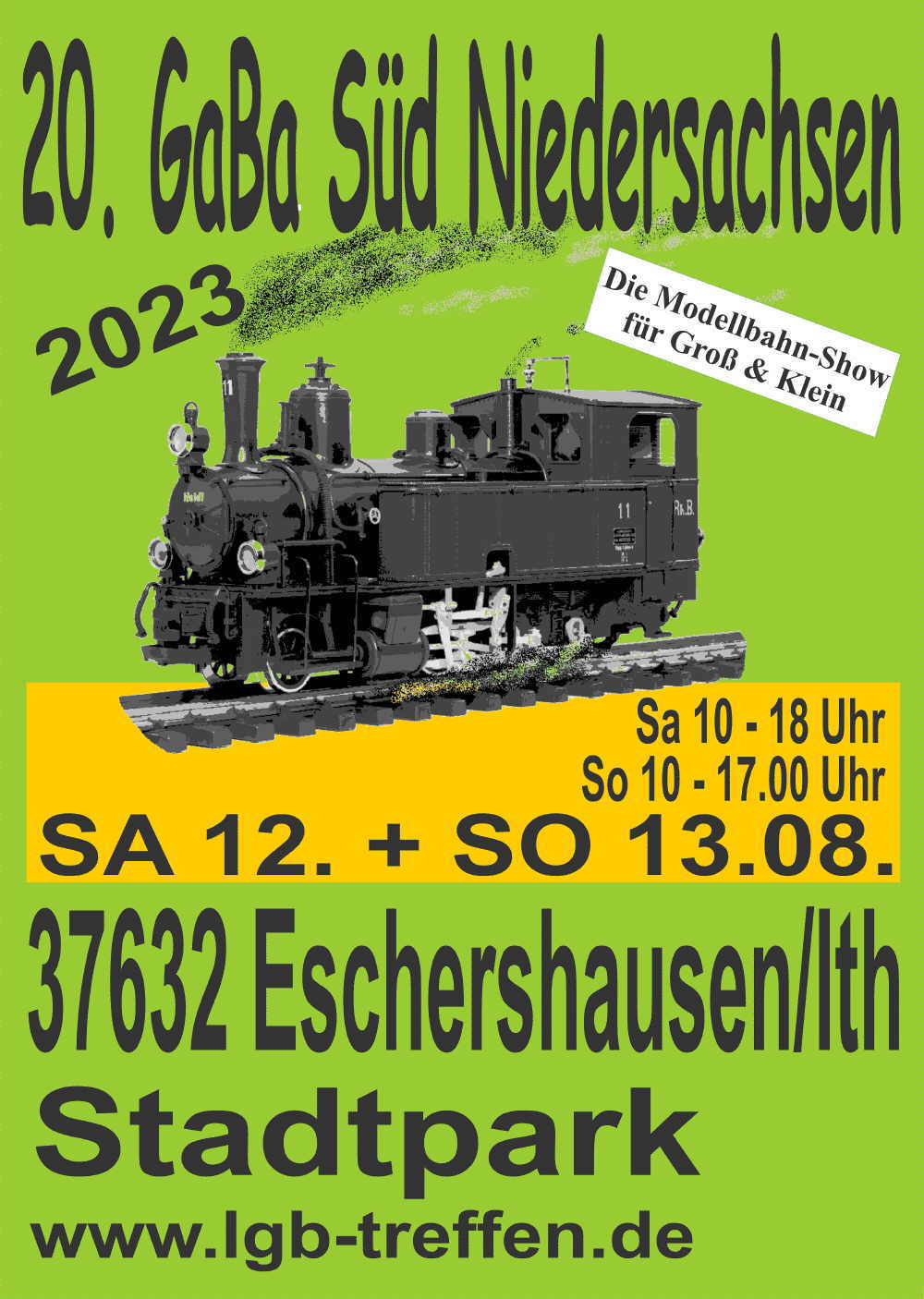 20. Gartenbahntreffen Süd Niedersachsen in Escherhausen/Ith am 12. und 13.08.2023.