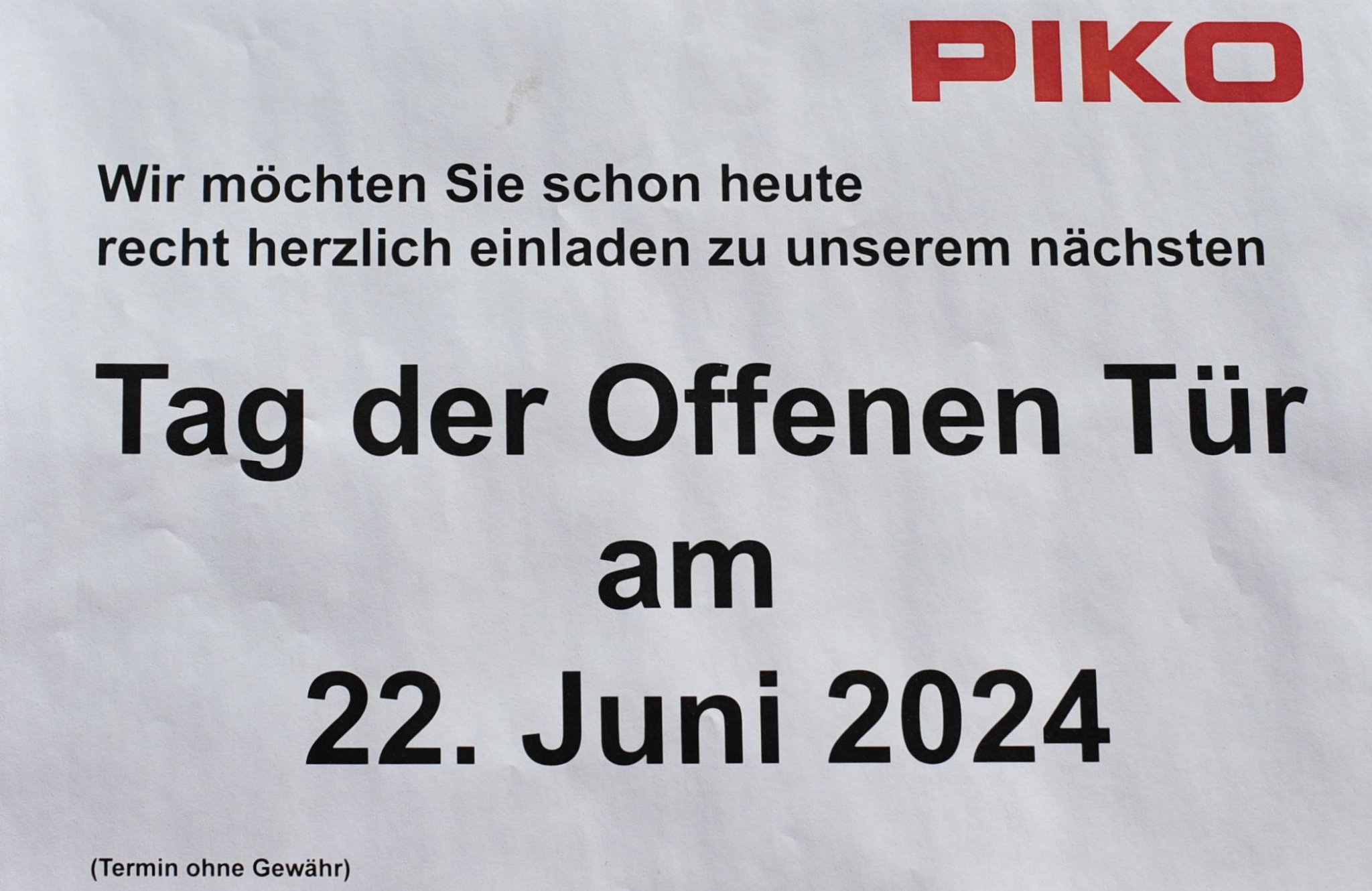 Jubiläumsveranstaltung 2024 und Tag der Offenen Tür bei PIKO am 22. Juni 2024.