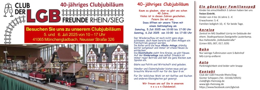Flyer als Einladung zum 40-jährigen Clubjubiläum - Club der LGB Freunde Rhein Sieg e.V.