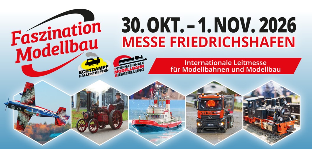 Faszination Modellbau - Messe Friedrichshafen - 30. Oktober bis 1. November 2026. Diesmal mit IMA 