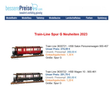 TrainLine - Neuheiten und Schnäppchen bei "bessere Preise.com"