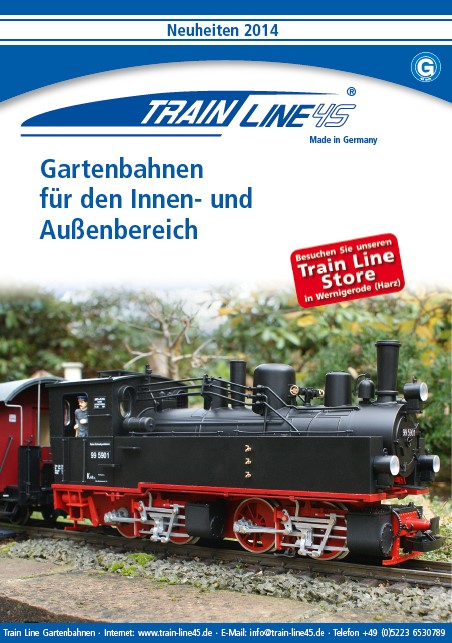 Neuheiten Prospekt von Train Line Gartenbahnen 2014