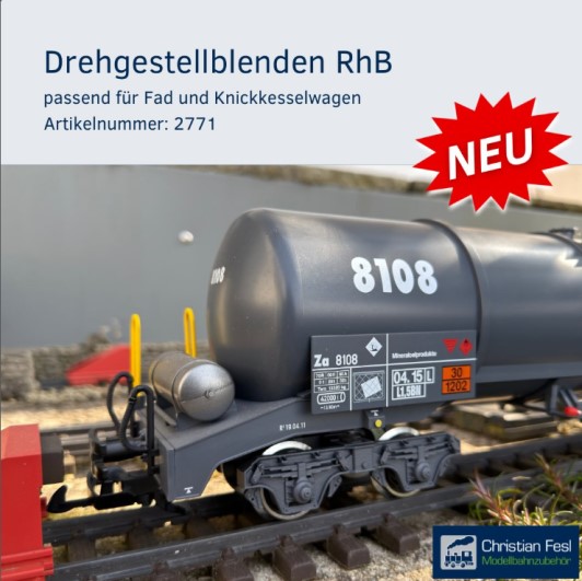 Drehgestellblenden f�r Fad oder Knickkesselwagen der RhB von FESL