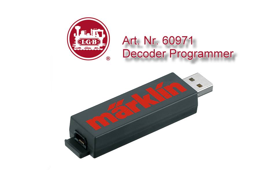 Zum schnellen Programmieren der neuen LGB Nachrst Sounddecoder, den mrklin LokDecoder3 und mrklin SoundDecoder3. Leichter Anschluss ber USB an ihren PC/Laptop. Sie bentigen die mrklin Decoder Tool-Software, die sie bequem auf unserer Homepage herunterladen knnen. Die mDT-Software hilft ihnen vorhandene oder selbstaufgenommene Sounds leicht verstndlich und schnell zu bertragen. Auch alle anderen Einstellungen, wie z.B. Hchstgeschwindigkeit, Bremsverhalten, usw. knnen sie nun sehr einfach programmieren.