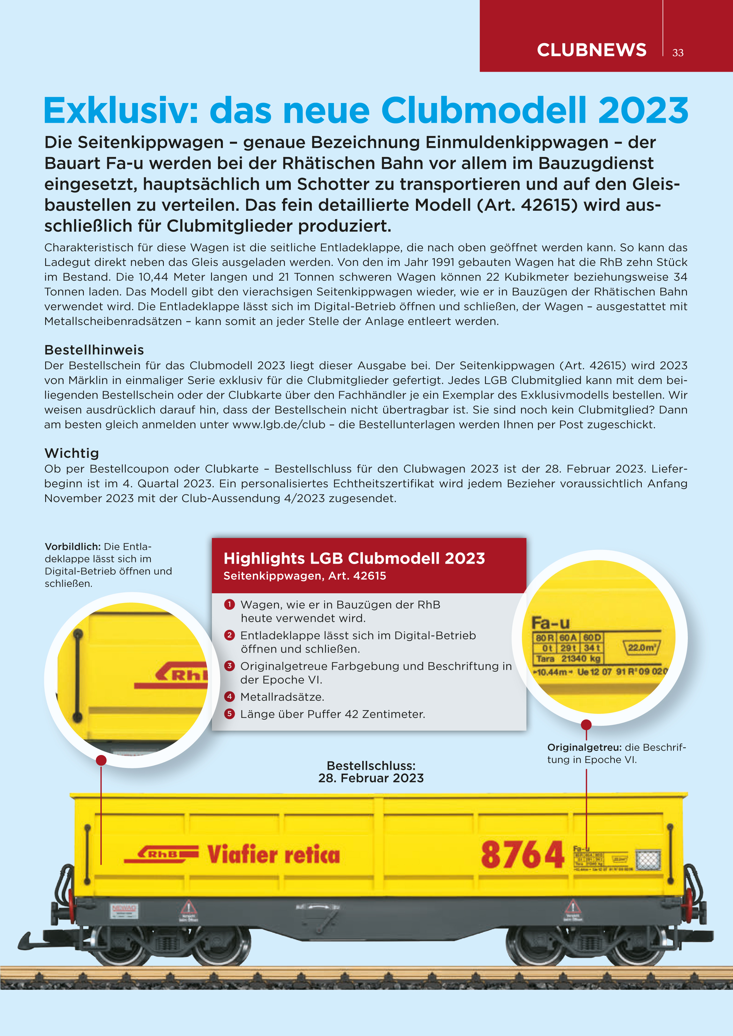 LGB Artikel 42615, RhB Seitenkippwagen (Einmuldenkippwagen)