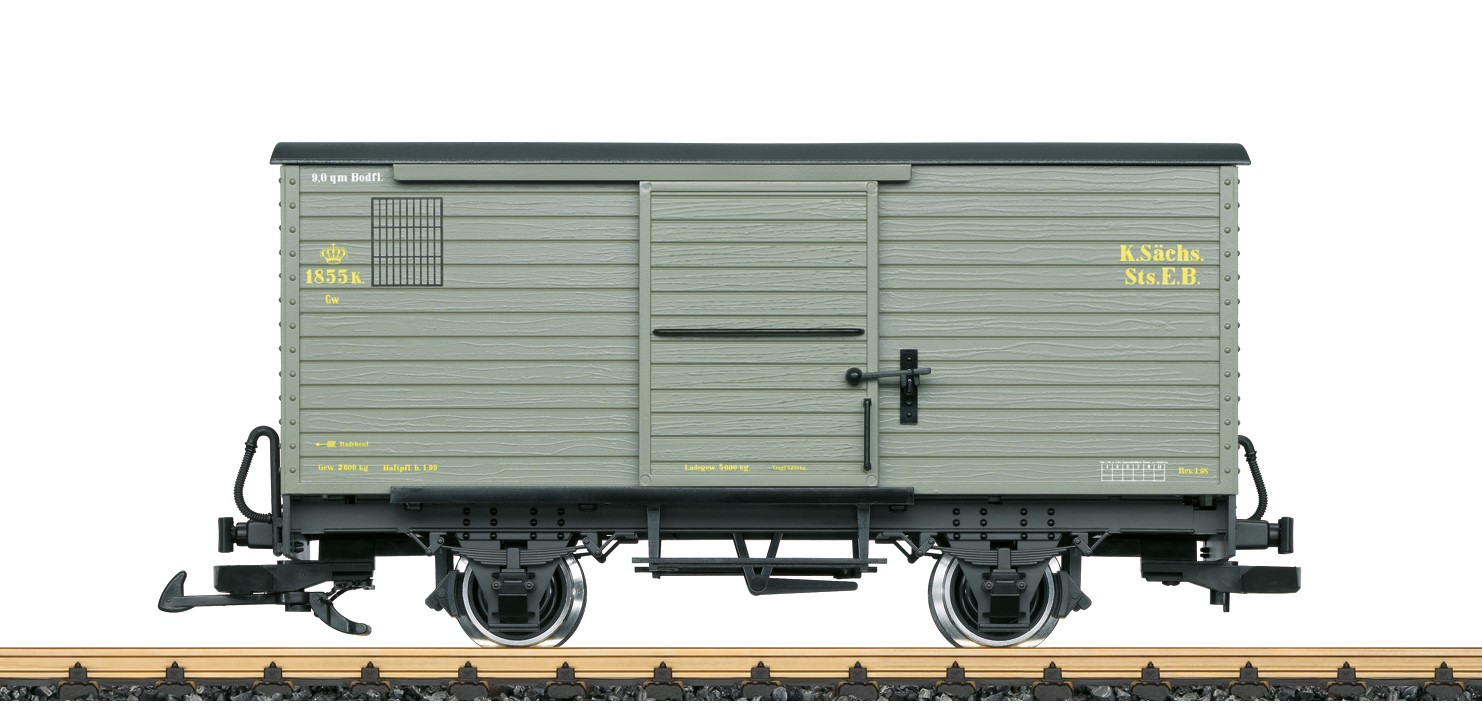 LGB Artikel Nr. 40272, K.Sächs.Sts.E.B., gedeckter Güterwagen 1855 K in grau