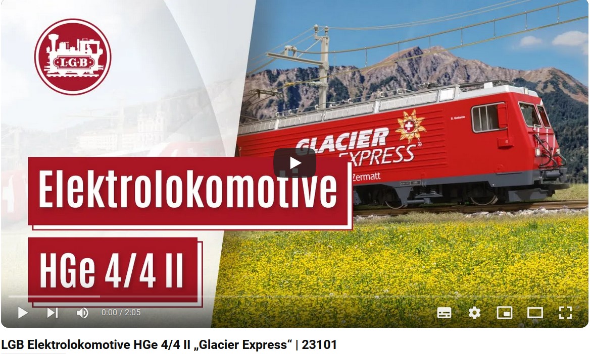 Eine Neuheit 2024 von LGB ist bereits auf Youtube verffentlicht: Elektrolokomotive HGe 4/4 II "Glacier Express. 