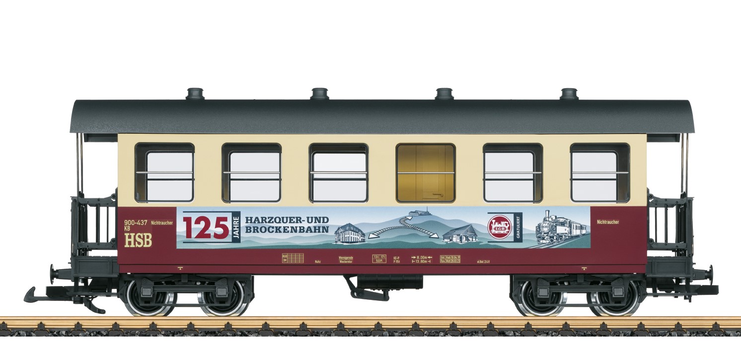 LGB Artikel Nummer 37738 - HSB Personenwagen 900-437 mit Sonderdruc zum 125jrhigem Jubilum der Harzquer- und Brockenbahn