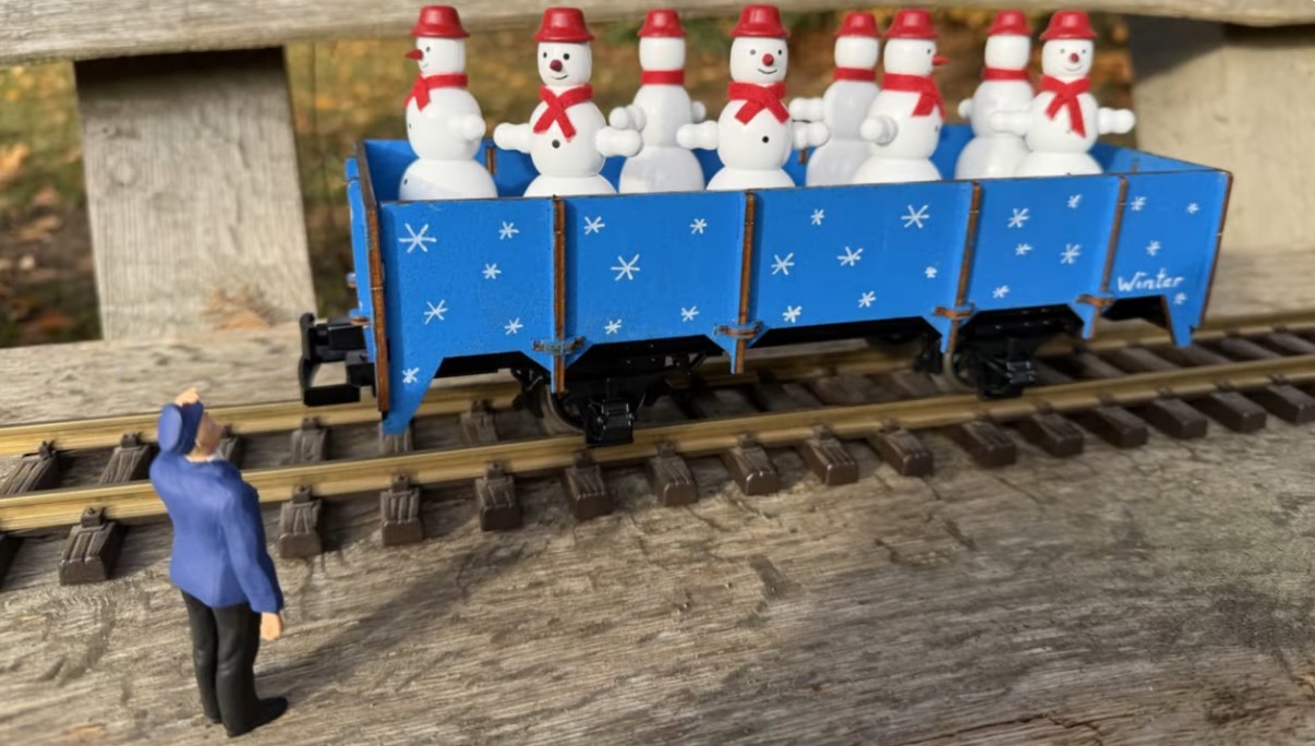 Kreative Ausf�hrung "Winter" zum LGB Art. Nr. 41035 - Hochbordwagen aus Holz - mit Video!  