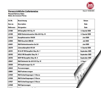 LGB - Lieferterminliste - 10.Juni 2025