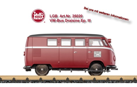 LGB Neuheit 2026 - Art. Nr. 25020 VW-Bus Draisine. Bei uns mit mehr Informationen! 