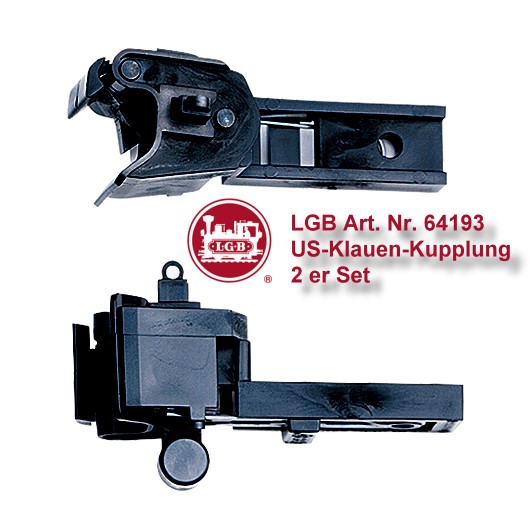 Passend f�r die US Lokomotiven, Personen- und G�terwagen von LGB: Art. Nr. 64193 - US-Klauen-Kupplung, 2er Set. 