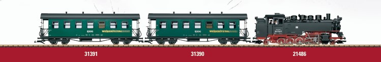 Zug der Wei�eritztalbahn mit den Herbstneuheiten 2026 - Art. Nr. 21786 - Art. Nr. 31390 und 31391 von LGB 