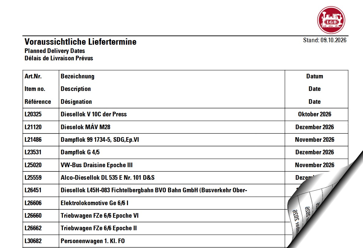 Hier können Sie die "Voraussichtlichen Liefertermine" als Liste downloaden.