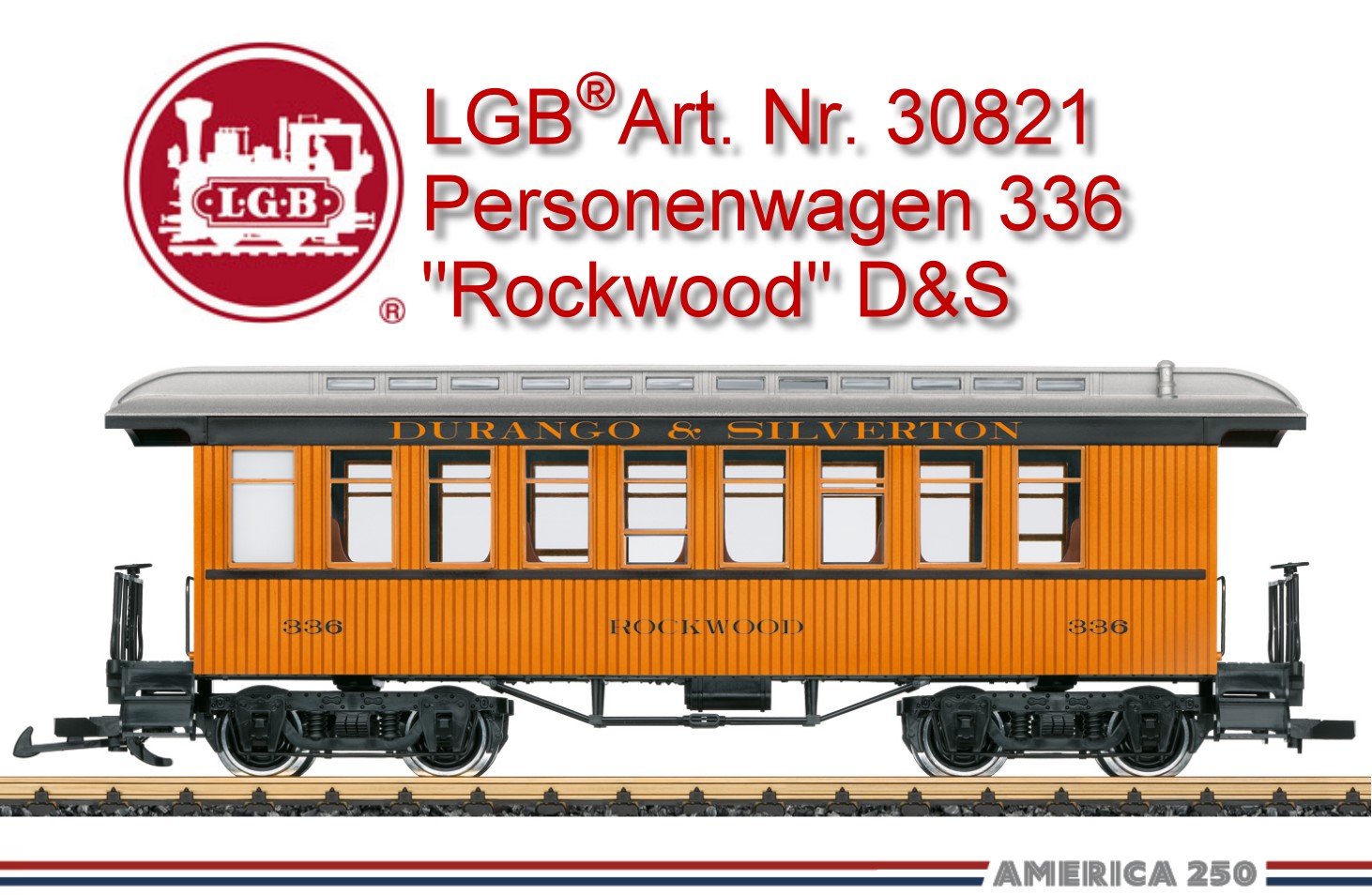 LGB Art. Nr. 30821 - Personenwagen 336 "ROCKWOOD" Durango & Silverton (D&S)