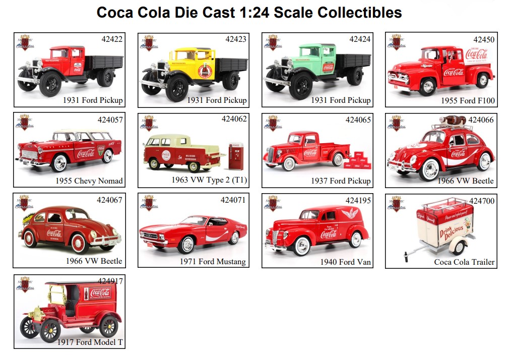 bersicht der derzeitigen Coca Cola Die Cast Modelle von MOTOR CITY Classics !