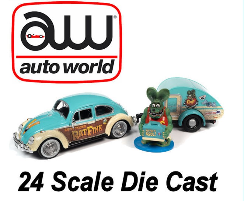 Auto World - Cartoon Ausfhrung VW Kfer mit Wohnanhnger in 1:24 - "Rat Fink" 