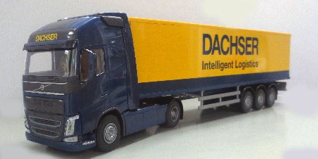 EMEK 81137, blaue Sattelzugmaschine mit gelbem Koffer " DACHSER Intelligent Logistics