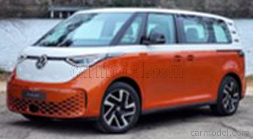 Modellauto fr die Gartenbahn 2023 - Volkswagen ID.BUZZ in orange mit weier Schrze und weiem Dach